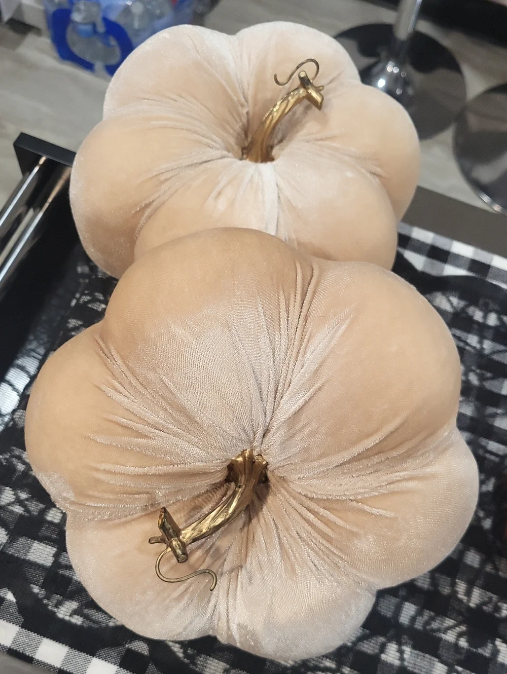 🍂 pre-loved! large velvet pumpkins with gold stem - 28